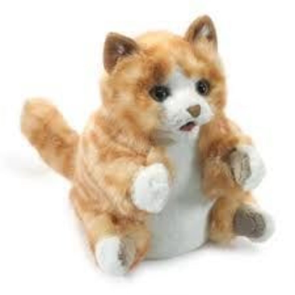 Folkmanis Orange Tabby Kitten Cat Stuff Animal Plush Striped Fur Hand Puppet